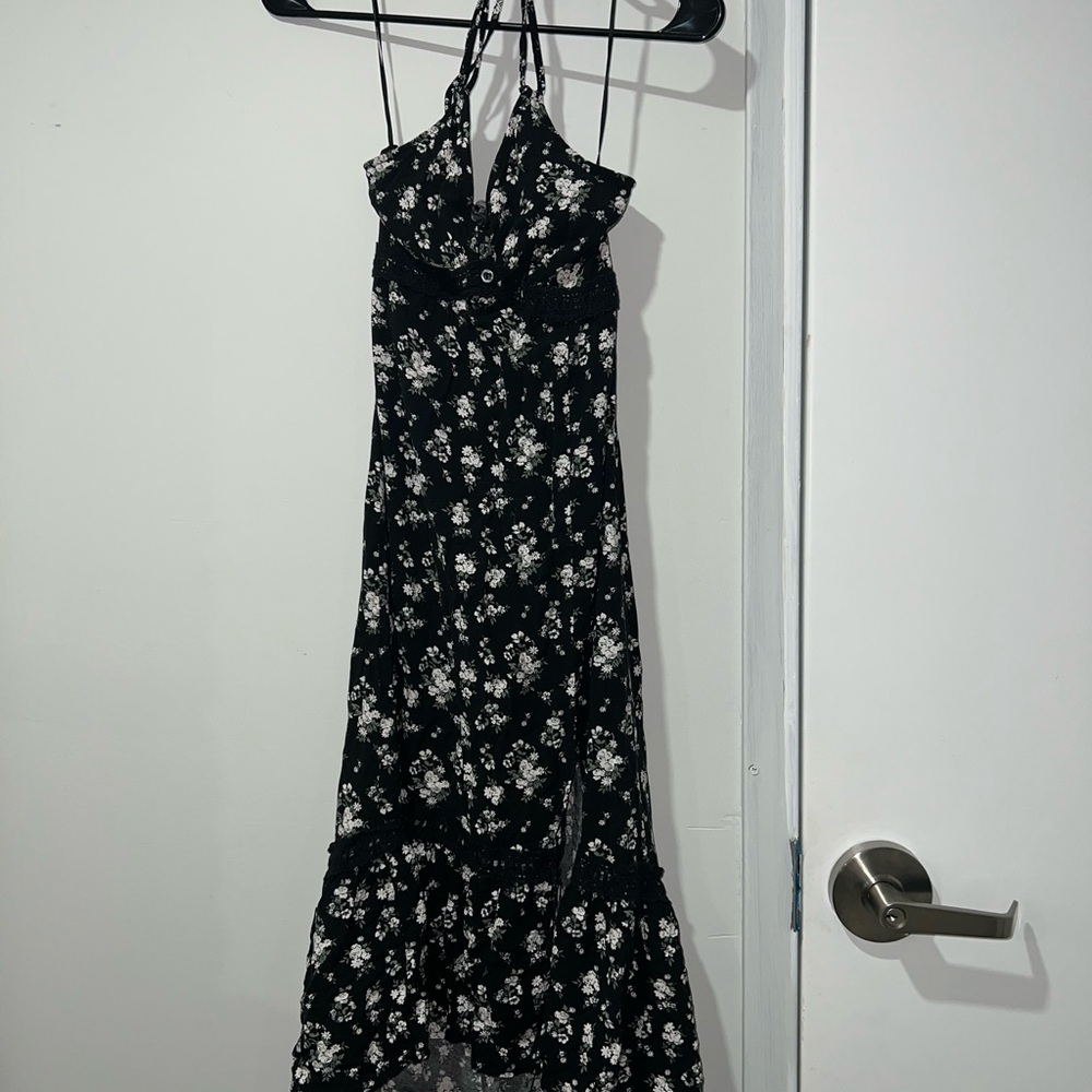 Hollister Black and White Floral High Low Dress